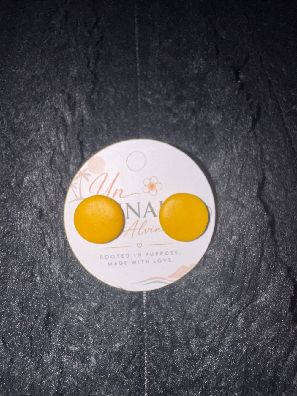 Yellow Round Button Stud Earrings
